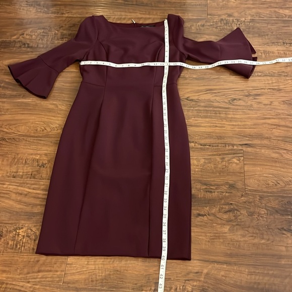 NWT White House Black Market Long Sleeve Fully- Lined Sz 10 Maroon Midi Dress. - Picture 12 of 15